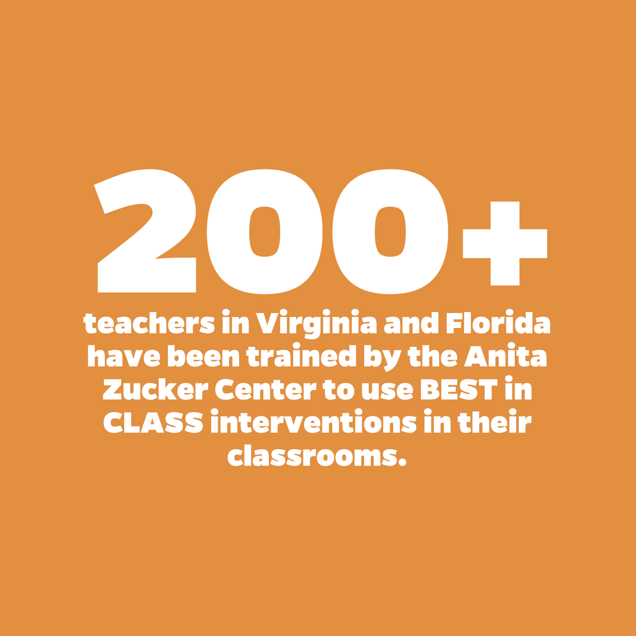 Over 200 teacher in Virginia and Florida have been trained by the Anita Zucker Center to use BEST in CLASS interventions in their classrooms