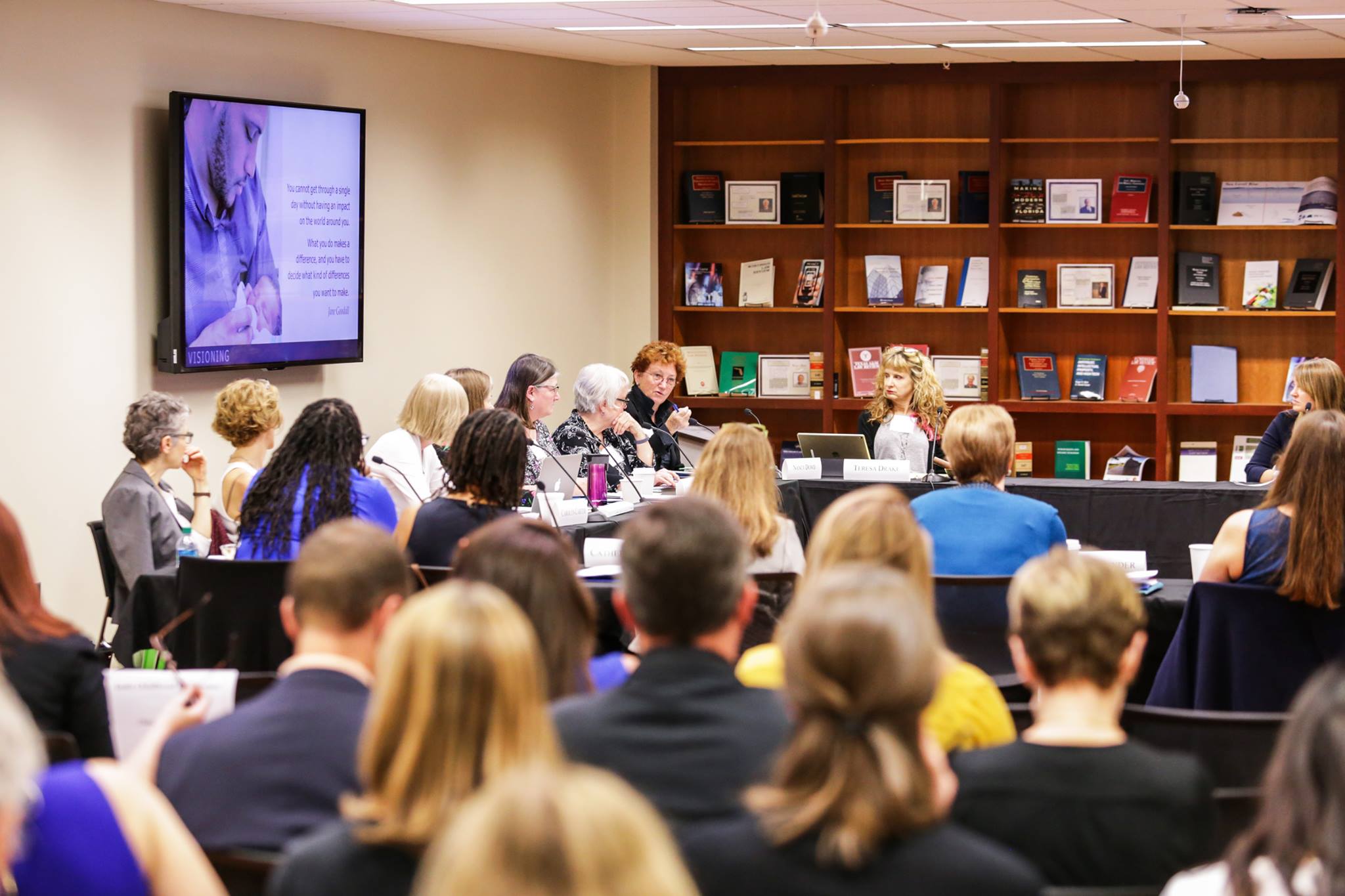 A group of people attending a conference